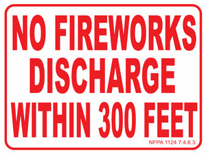 No Fireworks Discharge Sign - 18” x 24” (5-PACK)