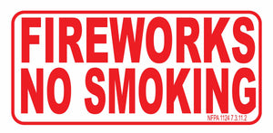 Fireworks No Smoking Sign - 6" X 12" (10-PACK)