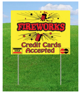Fireworks Credit Cards Accepted (printed on one side) 10-PACK