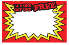 Pricing Cards - Buy One Get One Free Red (100 Pk)